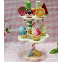 wooden ice cream playing stand mini food toys